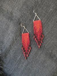 Beaded Fringe Earrings with faceted gemstones