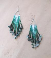 Beaded Fringe Earrings with gemstone chips