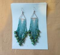 Beaded Fringe Earrings with gemstone chips