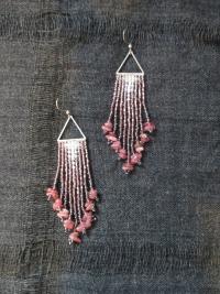 Beaded Fringe Earrings with gemstone chips