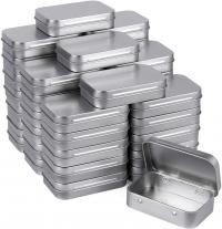 Silver and Black Hinged Tins, Hinged Lid Tin Containers, multiple sizes - Craft Tin, Stash Container, Tin Box