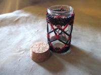 Beaded Jar with Cork - Handmade Bead Wrapped Glass Jar