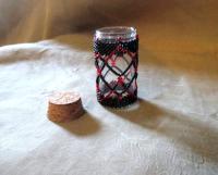 Beaded Jar with Cork - Handmade Bead Wrapped Glass Jar