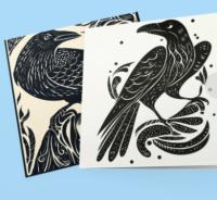 Raven Greeting Cards, Set of 2 Designs, Bulk Pack of Cards
