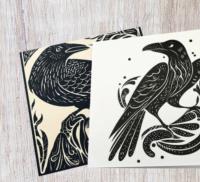 Raven Greeting Cards, Set of 2 Designs, Bulk Pack of Cards