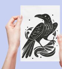 Raven Greeting Cards, Set of 2 Designs, Bulk Pack of Cards