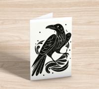 Raven Greeting Cards, Set of 2 Designs, Bulk Pack of Cards