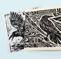 Set of 3 Cards, Raven Greeting Cards, Bulk Pack of Cards