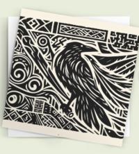 Set of 3 Cards, Raven Greeting Cards, Bulk Pack of Cards