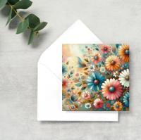 Set of 3, Flower Cards, Greeting Cards, Matching Designs, Bulk Pack of Cards