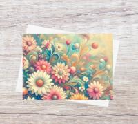 Set of 3, Flower Cards, Greeting Cards, Matching Designs, Bulk Pack of Cards