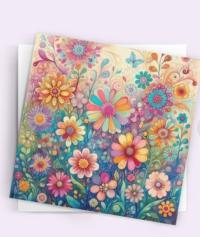 Floral Greeting Cards, Large Note Card, Invites, Birthday, Gift Card
