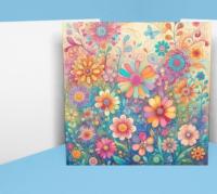 Floral Greeting Cards, Large Note Card, Invites, Birthday, Gift Card