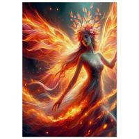 Print on Wood, Fire Fairy, Original Art Printed on Wood Panel