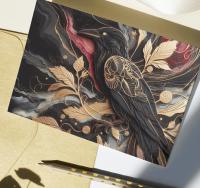 Raven Greeting Cards, Set of 4 Designs, Bulk Pack of Cards