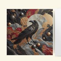 Raven Greeting Cards, Set of 4 Designs, Bulk Pack of Cards