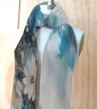 Velvet Scarf - Super Soft Long Scarf - Floral Pattern