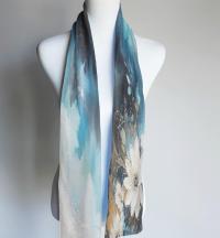 Velvet Scarf - Super Soft Long Scarf - Floral Pattern
