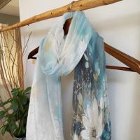 Velvet Scarf - Super Soft Long Scarf - Floral Pattern