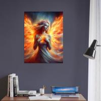 Print on Wood, Fire Fairy, Original Art Printed on Wood Panel