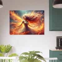 Print on Wood, Fire Fairy, Original Art Printed on Wood Panel