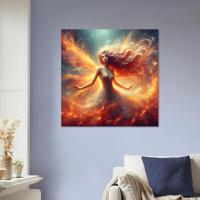 Print on Wood, Fire Fairy, Original Art Printed on Wood Panel