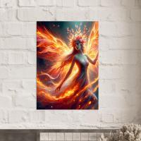 Print on Wood, Fire Fairy, Original Art Printed on Wood Panel