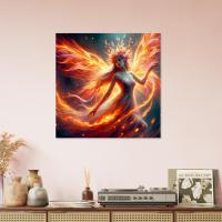 Print on Wood, Fire Fairy, Original Art Printed on Wood Panel