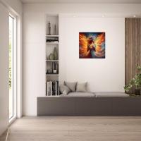 Print on Wood, Fire Fairy, Original Art Printed on Wood Panel