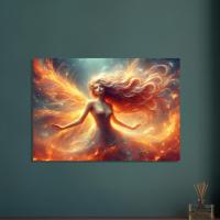 Print on Wood, Fire Fairy, Original Art Printed on Wood Panel