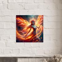 Print on Wood, Fire Fairy, Original Art Printed on Wood Panel