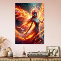 Print on Wood, Fire Fairy, Original Art Printed on Wood Panel