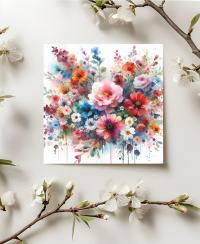 Flowers - Original Art Card - Single Card or Bulk 10 Pack of Gift Cards