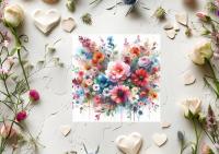 Flowers - Original Art Card - Single Card or Bulk 10 Pack of Gift Cards