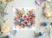 Flowers - Original Art Card - Single Card or Bulk 10 Pack of Gift Cards