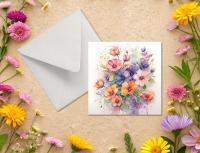 Flowers - Original Art Card - Single Card or Bulk 10 Pack of Gift Cards