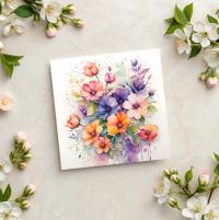 Flowers - Original Art Card - Single Card or Bulk 10 Pack of Gift Cards