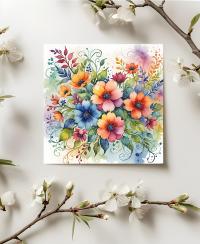Flowers - Original Art Card - Single Card or Bulk 10 Pack of Gift Cards