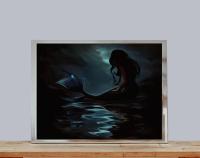 Mermaid Print - Framed or Unframed - Original Art - Print on Paper