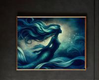 Mermaid Print - Framed or Unframed - Original Art - Print on Paper