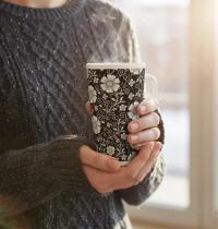 Set of 3 Cups, Floral, 17oz Latte Ceramic Mugs Set - Extra Tall Cup Set