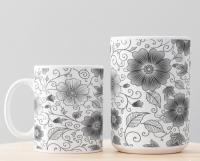 Floral Cups -  Large and Small Ceramic Mug
