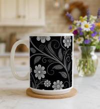 Dark Floral - Small and Large Ceramic Mugs