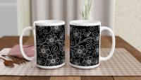 Set of Floral Cups - Light and Dark - Large 15oz Ceramic Mugs