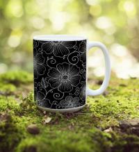 Set of Floral Cups - Light and Dark - Large 15oz Ceramic Mugs