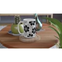 Set of Floral Cups - Light and Dark - Large 15oz Ceramic Mugs