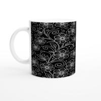 Floral Cups -  Large and Small Ceramic Mugs - 15oz and 11oz Mug Set
