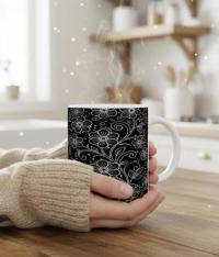 Floral Cups -  Large and Small Ceramic Mugs - 15oz and 11oz Mug Set