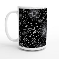Set of Big Mugs, Floral Cup Set, Large 15 oz Matching Cups