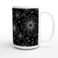 Set of Big Mugs, Floral Cup Set, Large 15 oz Matching Cups